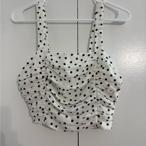 Express Polka Dot Ruched Women's Crop Top